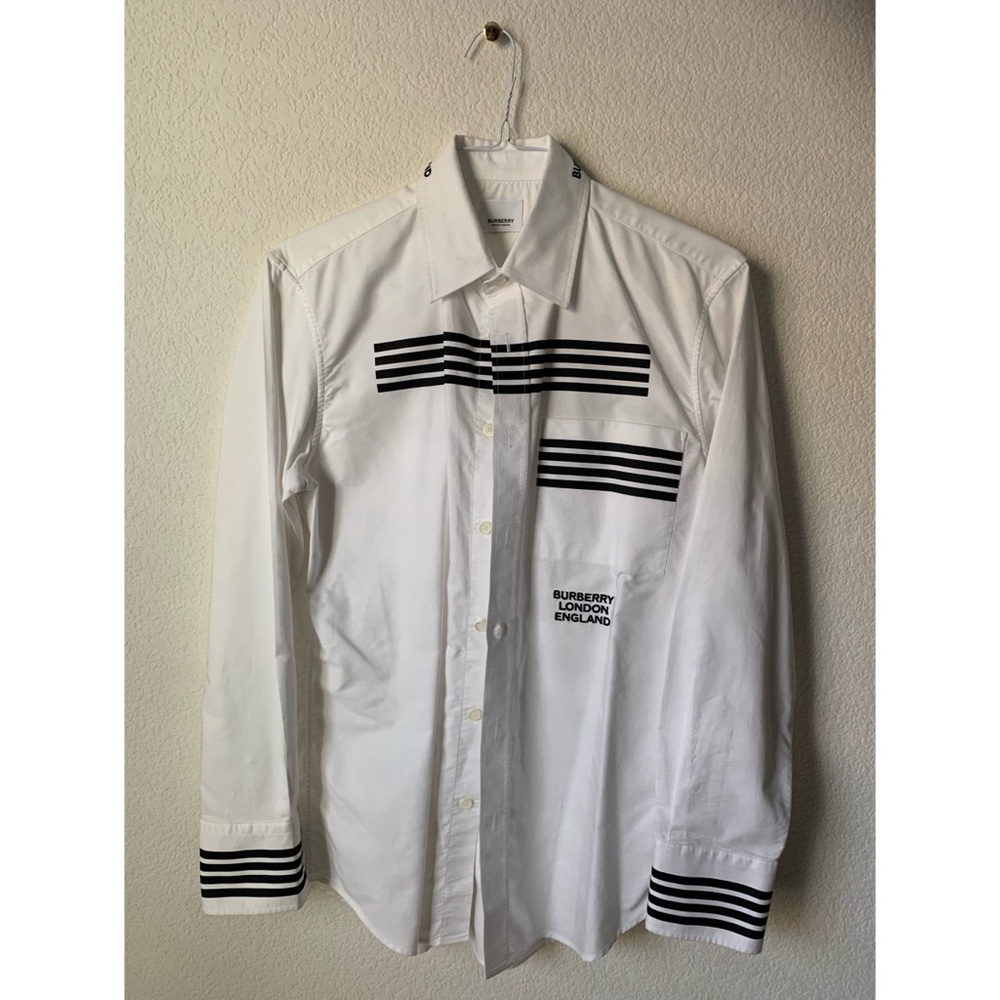 Burberry Men’s White/Black Striped Dress